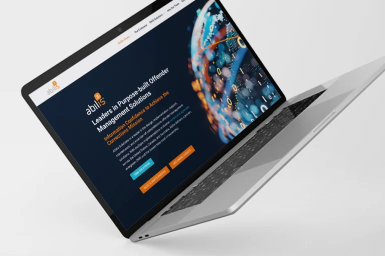 Abilis website design shown on laptop mockup by KUD Creative