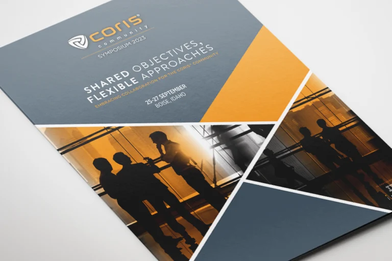 Coris Community 2023 symposium folder design by KUD Creative